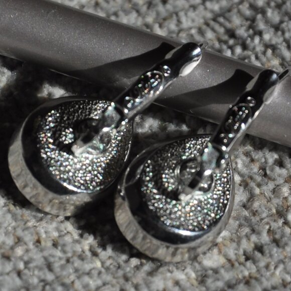 Myka Nina Teardrop White Opal Swarovski Crystal Bright Rhodium Earring - Picture 4 of 4